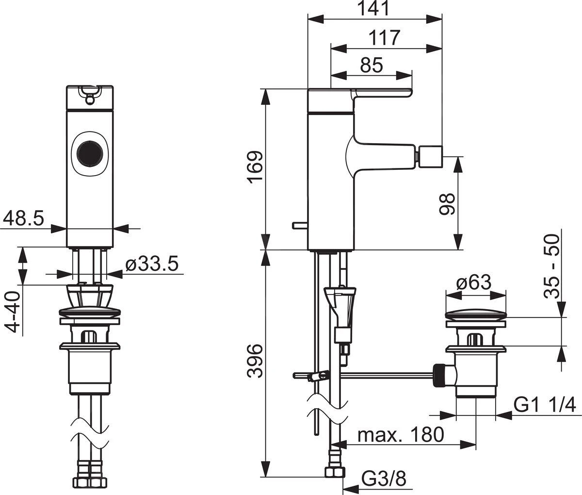 Hansa Designo - Bidetkraan Met Waste, Chroom 51733283 2 Hansa Designo - Bidetkraan Met Waste, Chroom 51733283 - Afbeelding 2