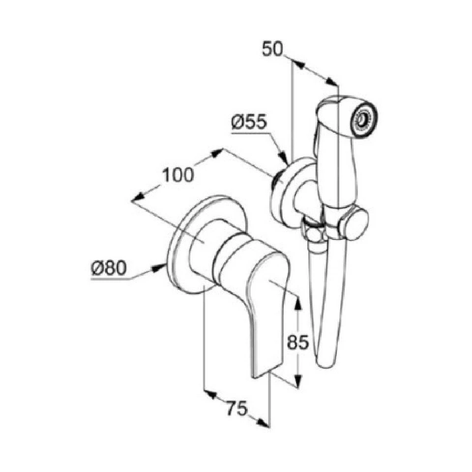 Kludi Zenta SL - Set Van Inbouw Mengkraan Met Bidetdouche, Chroom 489990565 2 Kludi Zenta SL - Set Van Inbouw Mengkraan Met Bidetdouche, Chroom 489990565 - Afbeelding 2