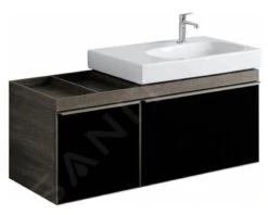 Geberit Citterio - Wastafelonderkast 750 Mm, Met Bijzetplank, Glanzend Zwart/eik Grijsbruin 500.563.JJ.1