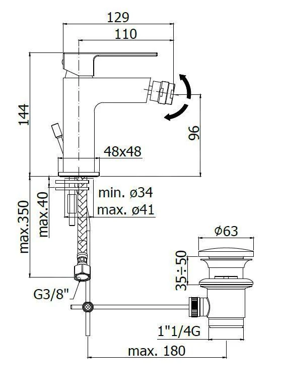 Paffoni Effe - Bidetkraan Met Waste, Chroom EF135CR 2 Paffoni Effe - Bidetkraan Met Waste, Chroom EF135CR - Afbeelding 2