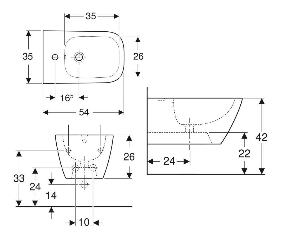 Geberit Smyle Square - Wandbidet Met Overloop, Wit 500.209.01.1 2 Geberit Smyle Square - Wandbidet Met Overloop, Wit 500.209.01.1 - Afbeelding 2