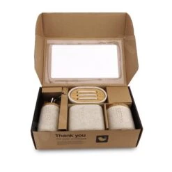 Nimco Kora - Set Badkamer Accessoires 4 In 1, Zandbeige/bamboe KO 24000SET-86 -Duravit || Geberit || Grohe Verkoopwinkel da9198394857d1f7825a9554