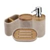 Nimco Kora - Set Badkamer Accessoires 4 In 1, Zandbeige/bamboe KO 24000SET-86