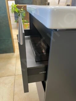 Laufen Lani - Wastafelonderkast, 98x45x52 Cm, 2 Laden, Grijs H4035621122661 -Duravit || Geberit || Grohe Verkoopwinkel de0caf2372b19418f33276ff