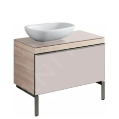 Geberit Citterio - Wastafelonderkast 560 Mm Voor Waskom, Glanzend Grijsbruin/eik Beige 500.560.JI.1