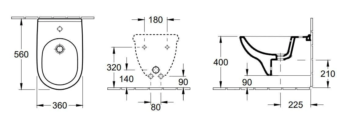 Villeroy & Boch O.novo - Wandbidet 360x560 Mm, Met Kraangat, Alpine Wit 54600001 2 Villeroy & Boch O.novo - Wandbidet 360x560 Mm, Met Kraangat, Alpine Wit 54600001 - Afbeelding 2