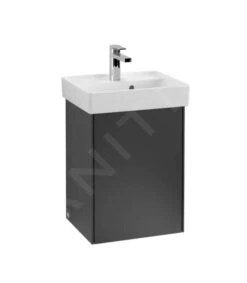 Villeroy & Boch Collaro - Wastafelkast, 410x546x344 Mm, 1 Deur, Scharnieren Links, Mat Zwart C00500PD