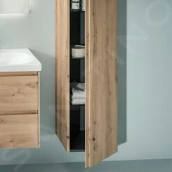 Laufen Lani - Hoge Kast 165x35 Cm, 1 Deur, Scharnieren Rechts, Eiken H4037221122671 -Duravit || Geberit || Grohe Verkoopwinkel e90bf9737e2b01015bee3524