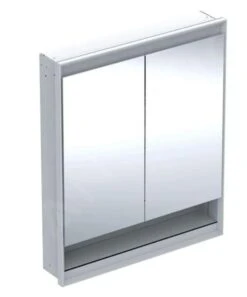 Geberit ONE - Spiegelkast Met LED-verlichting, 750x900x150 Mm, 2 Deuren, Met Nis, Inbouw, Wit 505.822.00.2