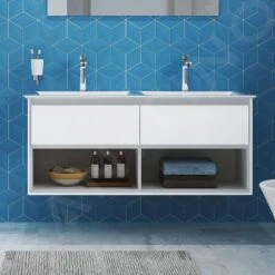 Ideal Standard Connect Air - Wastafelonderkast Voor Dubbele Wastafel 1200 Mm, Glanzend Wit/mat Lichtgrijze Lak E0829KN -Duravit || Geberit || Grohe Verkoopwinkel f2e68fc2788f699675767b64