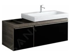 Geberit Citterio - Wastafelonderkast 900 Mm, Met Bijzetplank, Glanzend Zwart/eik Grijsbruin 500.568.JJ.1