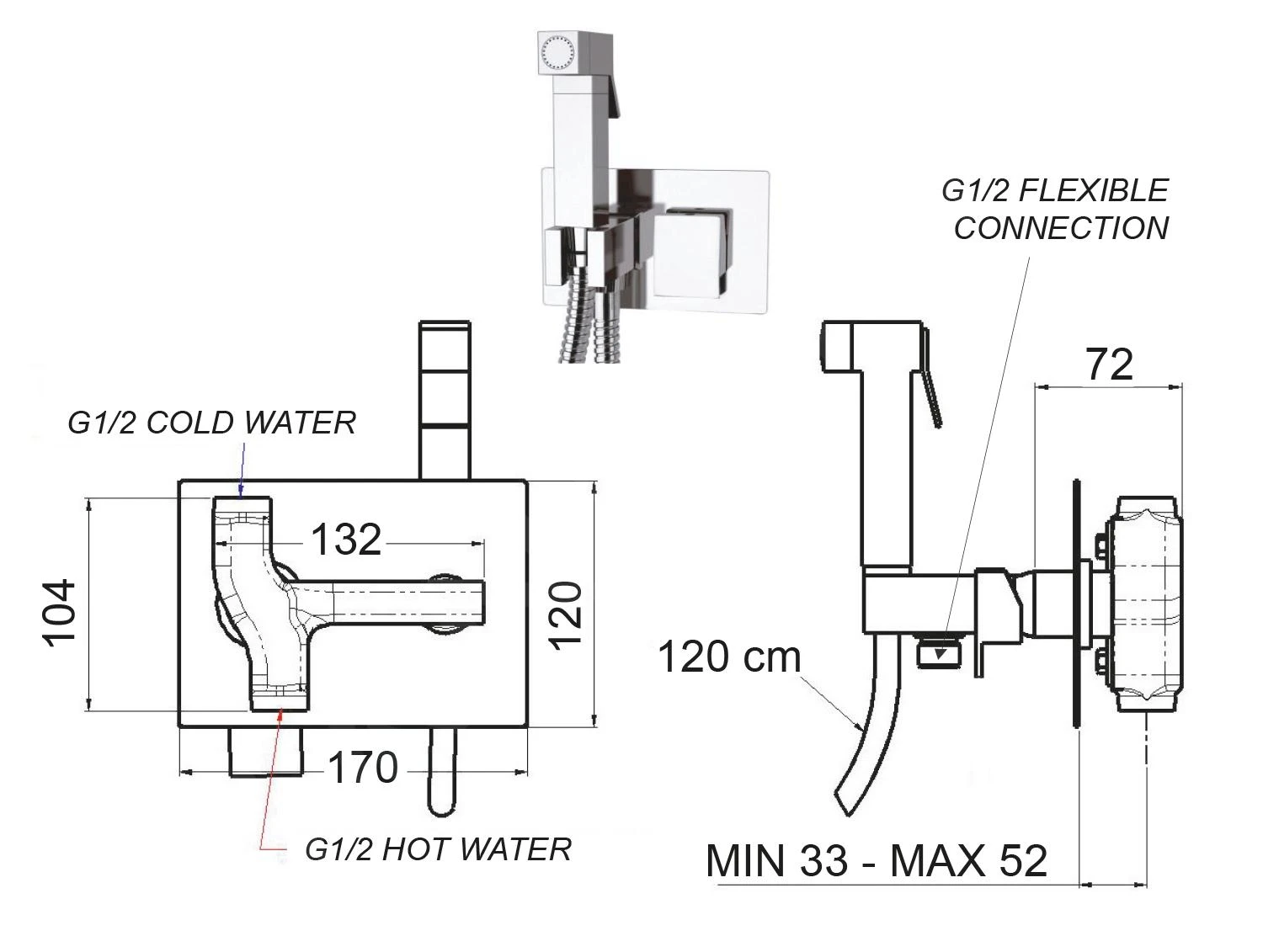 Sapho Latus - Inbouwkraan Met Bidetdouche, Chroom 1102-07 2 Sapho Latus - Inbouwkraan Met Bidetdouche, Chroom 1102-07 - Afbeelding 2
